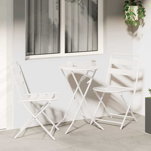 vidaXL Hage Bistro Sett 3 pcs Hvit Stål