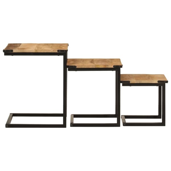 vidaXL Stablebare salongbord 3 stk heltre mango og jern