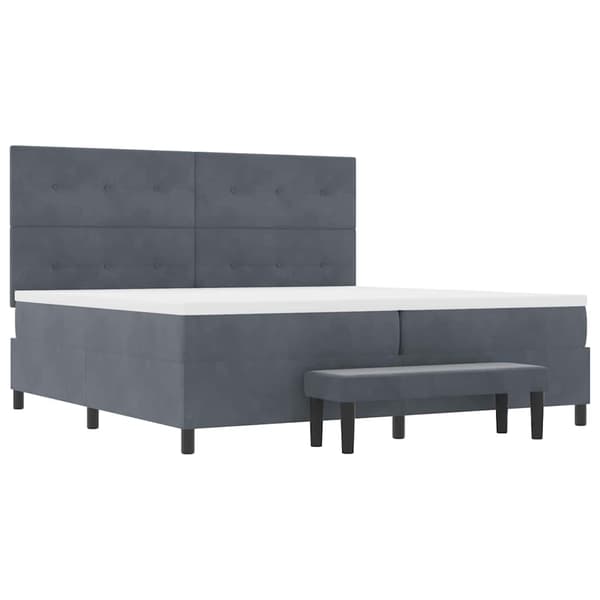 vidaXL Bäddfjäder med madrass Mörkgrå 200 x 200 cm Sammet