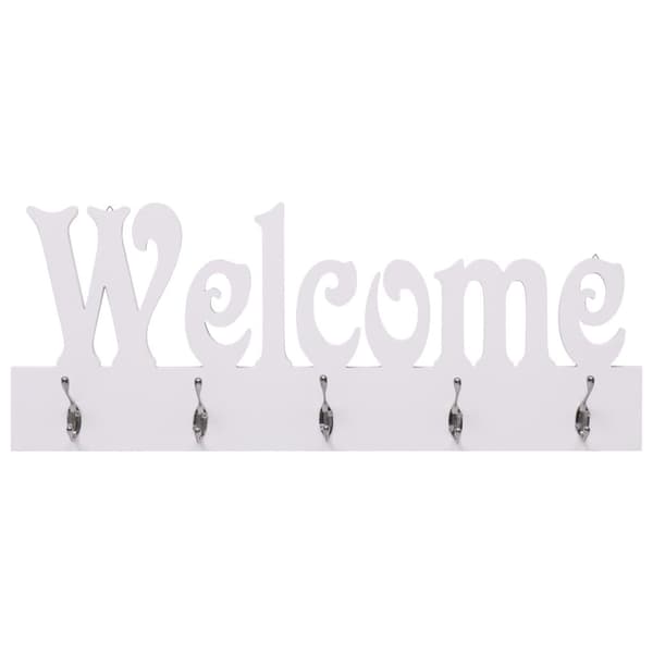 vidaXL Väggkrokar WELCOME vit 74x29,5 cm
