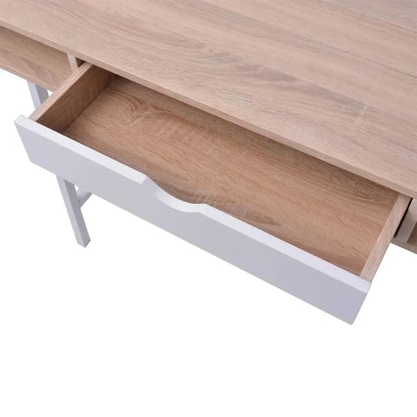 vidaXL Skrivebord med 1 skuff eik og hvit