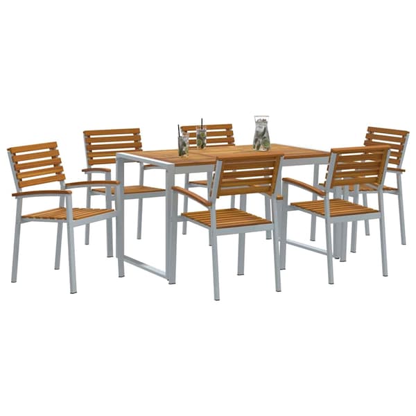 vidaXL Hage Spisegruppe 7 pcs Grå Solid akasietre