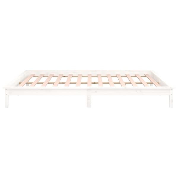 vidaXL Sengeramme med LED hvit 120x190 cm Small Double heltre