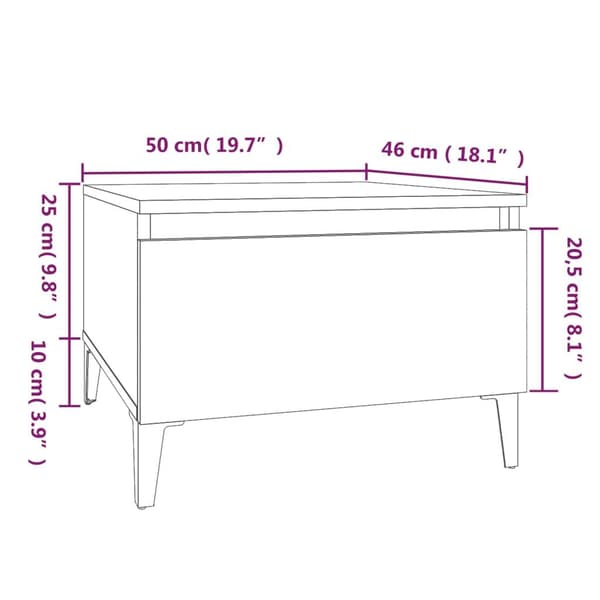 vidaXL Sidebord sonoma eik 50x46x35 cm konstruert tre
