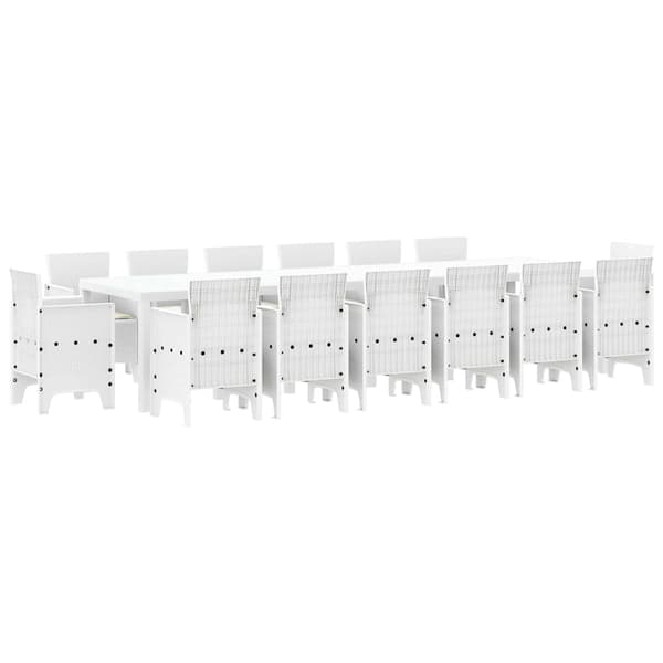 vidaXL Trädgårdsmöbelset 15 pcs Vit Polt rotting