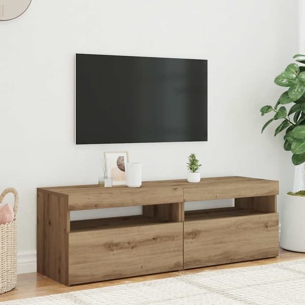 vidaXL TV-benk med LED-lys 2 stk artisan eik konstruert tre