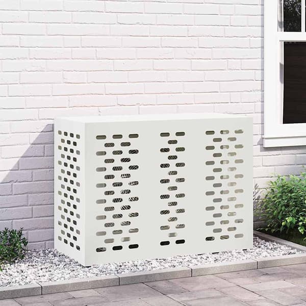 vidaXL Luftkonditioneringsskydd Vit 110 x 50 x 80 cm Stål
