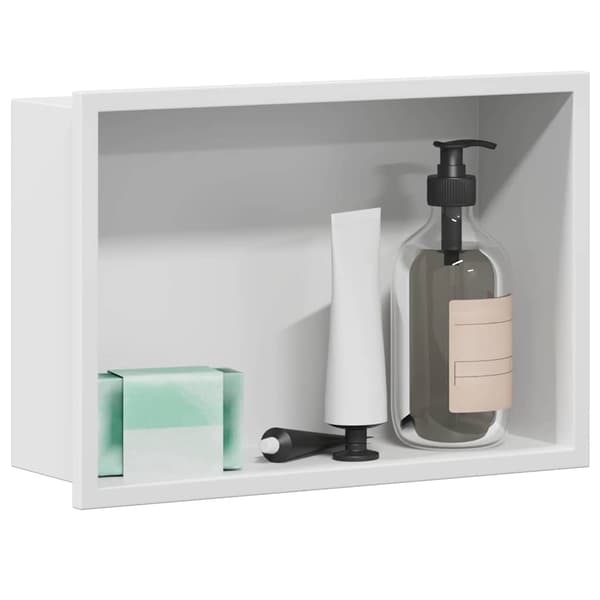 vidaXL Dusjniche Hvit 30 x 20 x 9.5 cm Rustfritt Stål