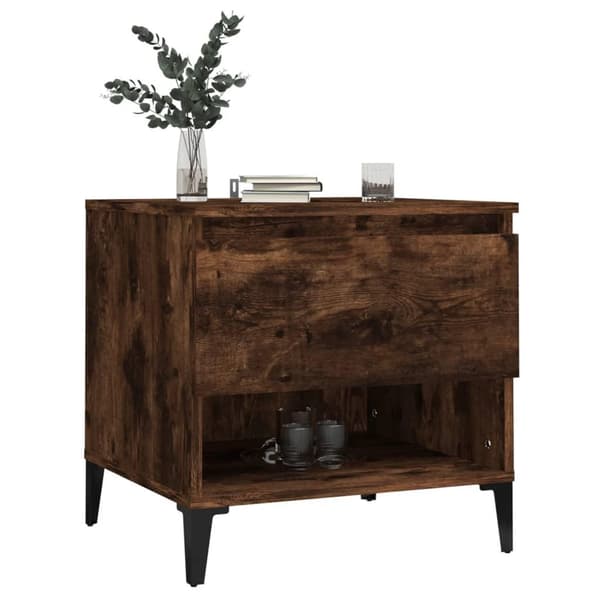 vidaXL Sidebord røkt eik 50x46x50 cm konstruert tre