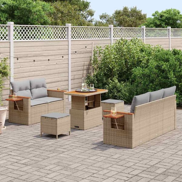 vidaXL Trädgårdsoffset med kudde 8 pcs Beige och Ljusgrå