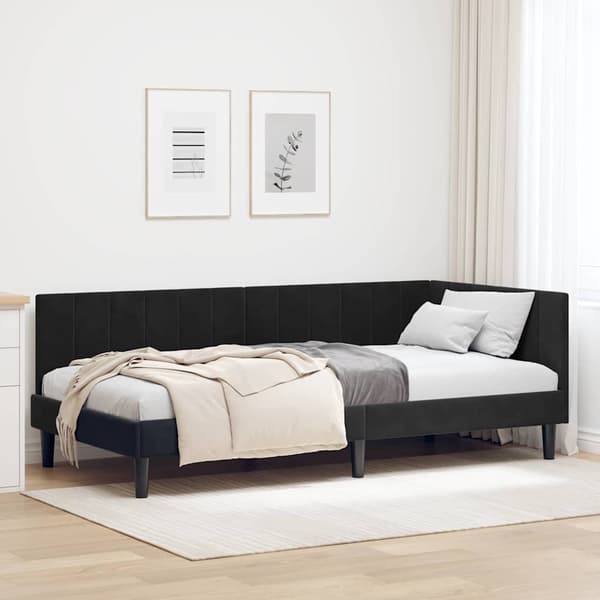 vidaXL Hörnssängram Svart 100 x 200 cm Sammet