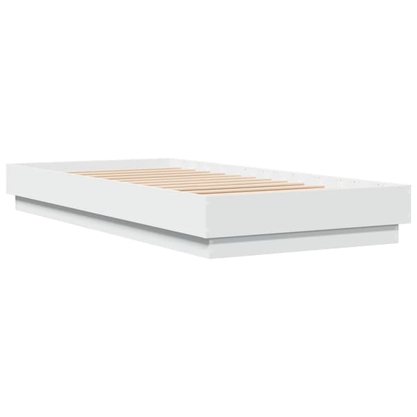 vidaXL Sengeramme med LED-lys hvit 100x200 cm
