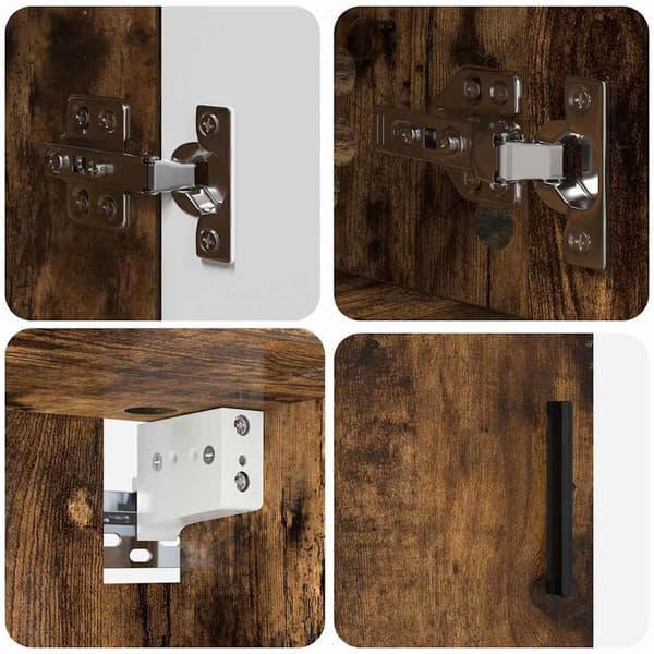vidaXL Baderomsinnredningssett 4 pcs Røkt eik Ingeniørtre og metall