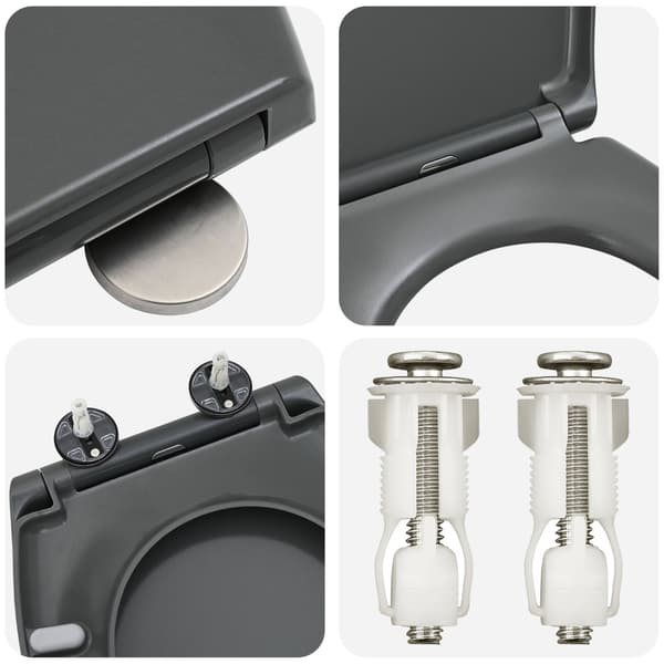 vidaXL Antracit Duroplast Standard Toalettsits Oval Samtida