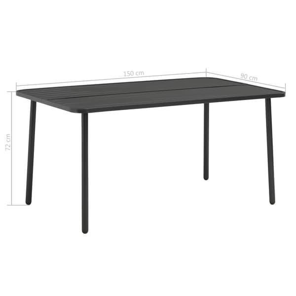 vidaXL Trädgårdsbord mörkgrå 150x90x72 cm stål