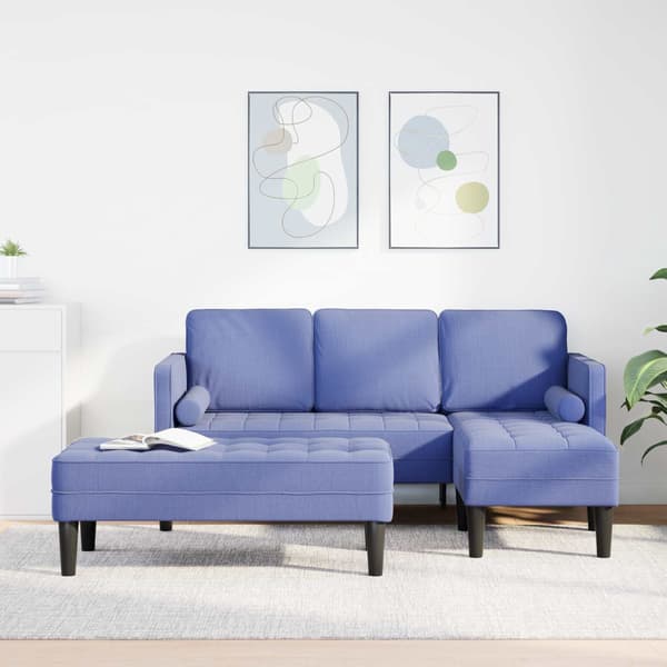 vidaXL Soffset med kudde 2 pcs Jeansblå Polyester