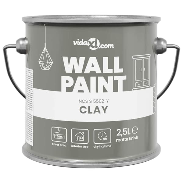 vidaXL Väggfärg Grå 2,5 L Väggprint