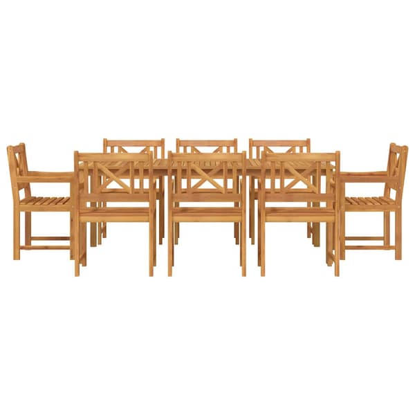 vidaXL Hage Spisegruppe 9 pcs Brun Solid akasietre