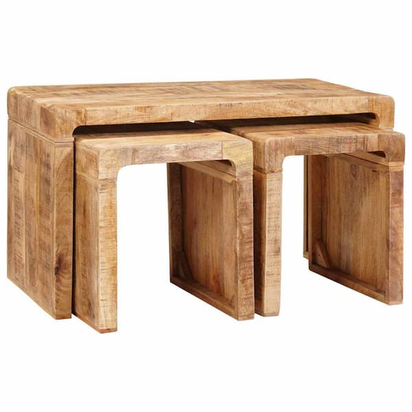 vidaXL Nestingbord 3 pcs Brun Massivt mangoträ