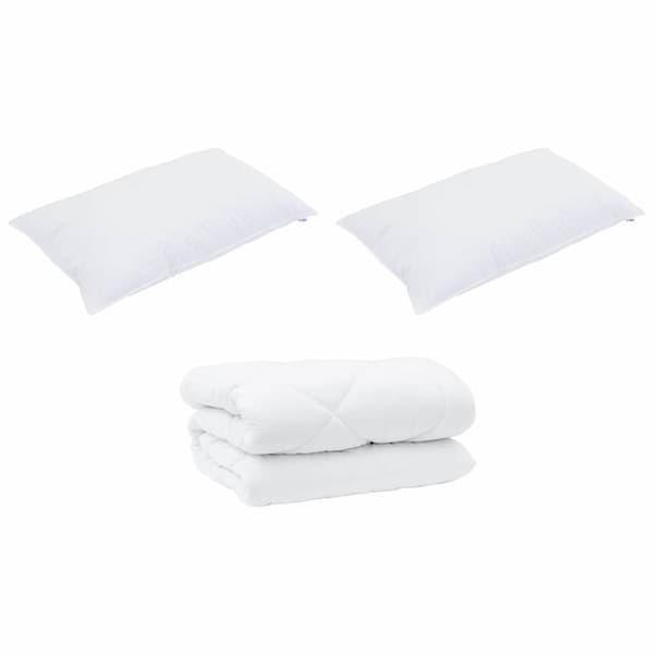 vidaXL Vinter Täcke med kudde 3 pcs Vit Mikrofiber