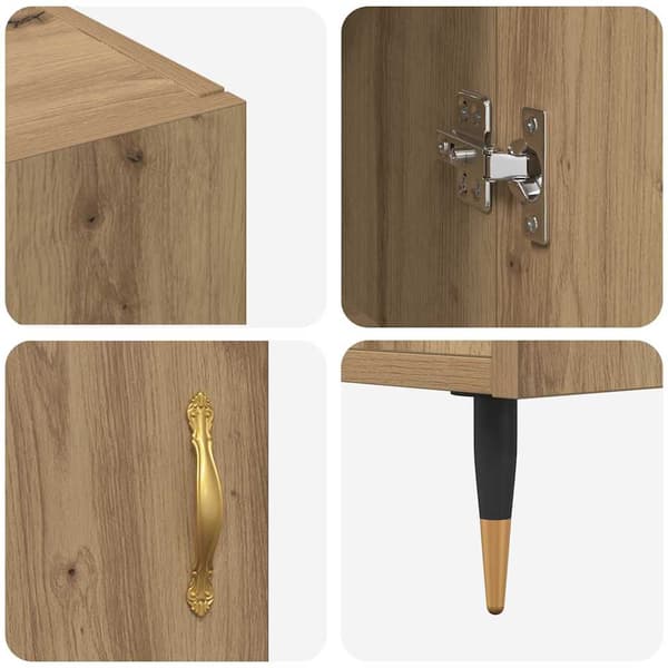 vidaXL Sideboard Artisan Ek 90 x 34 x 80 cm Konstruerat trä