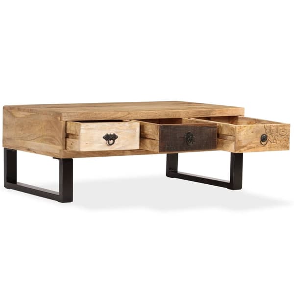 vidaXL Sofabord med 3 skuffer heltre mango 90x50x35 cm change2
