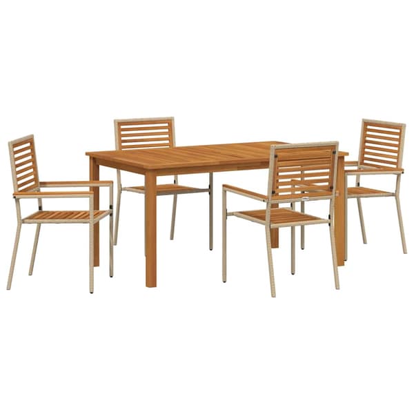 vidaXL Hage Spisegruppe 5 pcs Beige Solid akasietre