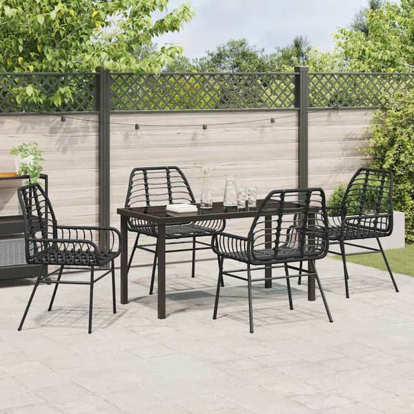 vidaXL Hage Spisegruppe 5 pcs Svart polyrotting