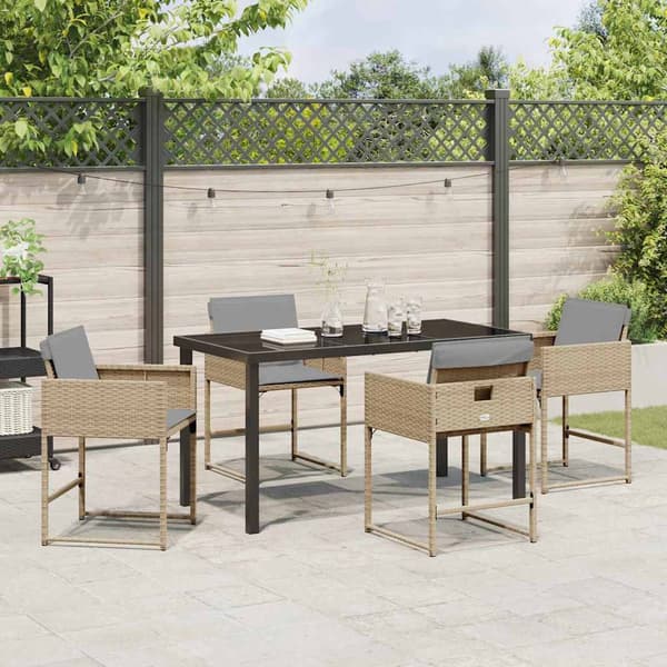 vidaXL Hage Spisegruppe 5 pcs Beige polyrotting