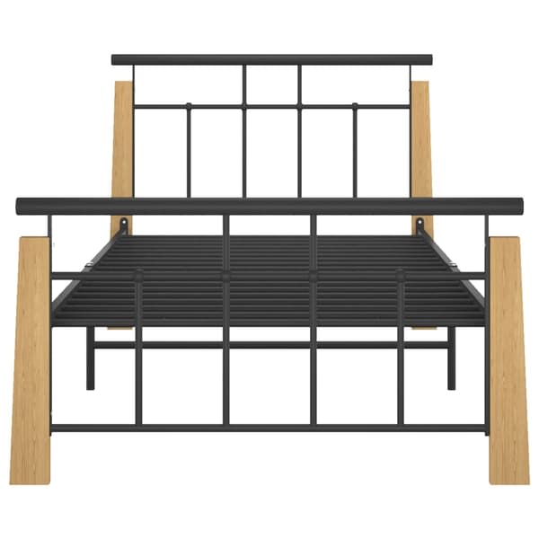 vidaXL Sengeramme metall og heltre eik 90x200 cm