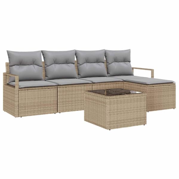 vidaXL Utesoffgrupp 6 delar Beige Polyrotting