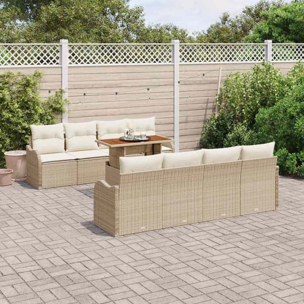 vidaXL Trädgårdsoffset med kudde 7 pcs beige och gräddvit