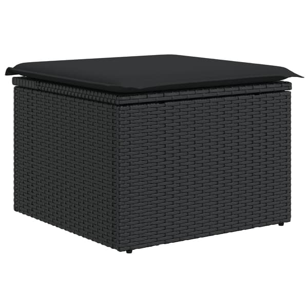 vidaXL Trädgårdsoffset med lagring 6 pcs Svart Poly rattan