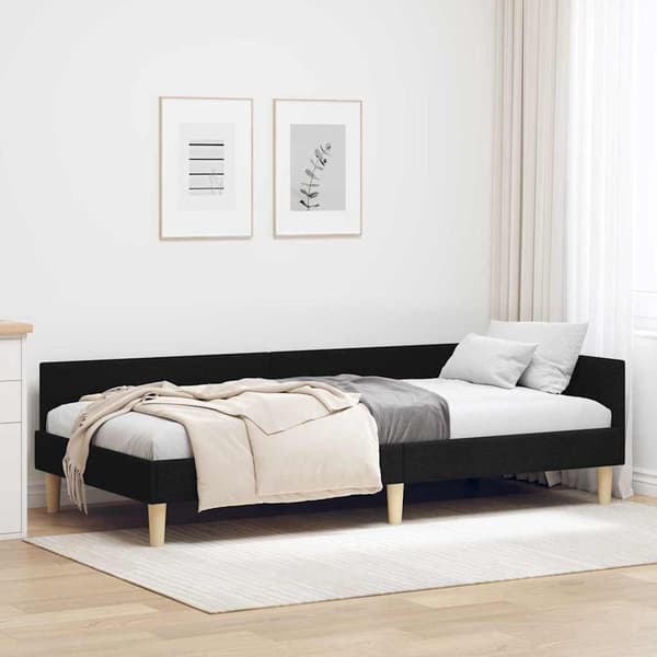 vidaXL Hörnssängram Svart 90 x 200 cm tyg