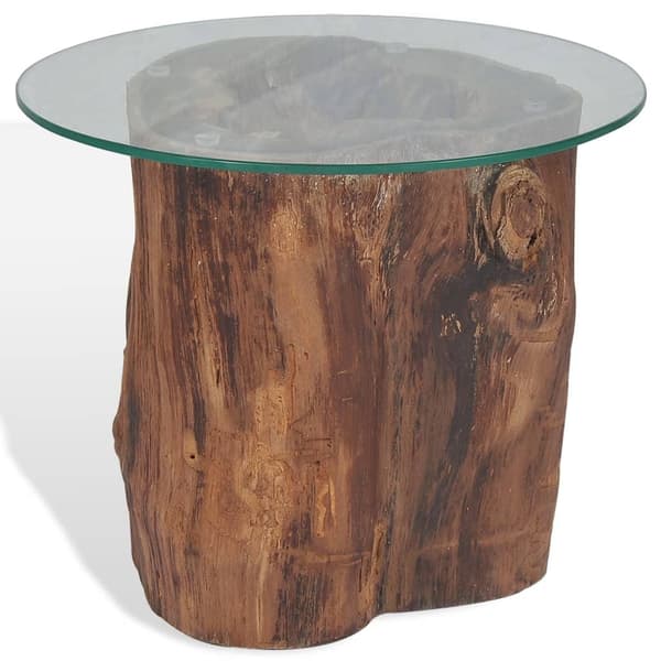 vidaXL Soffbord teak glas 50x40 cm