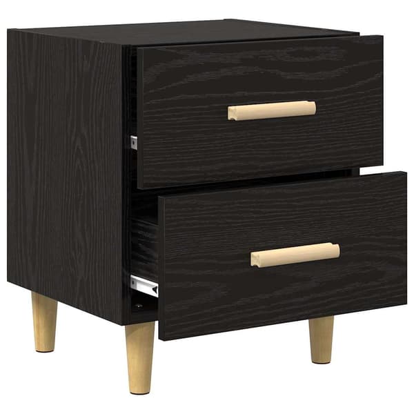 vidaXL Sengeskap 2 pcs Svart Eik 40 x 35 x 47.5cm Konstruert tre
