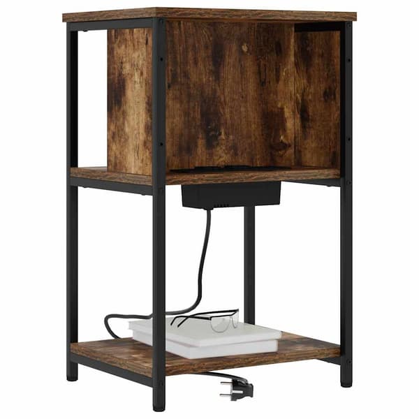 vidaXL Nattbordskap Røkt eik 38 x 31 x 61 cm Konstruert tre