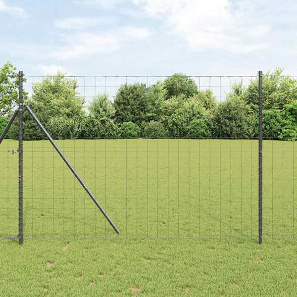 vidaXL Stängsel med stolpe Grå 1,5 x 10 m Stål