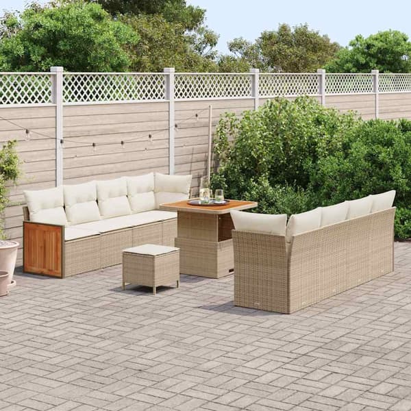 vidaXL Trädgårdsoffset 12 pcs Beige och gräddfärgad konstrotting