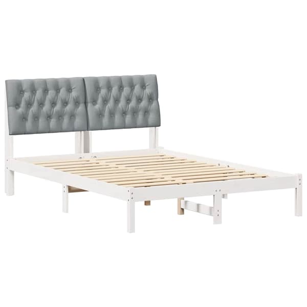vidaXL Sängram med Vadderad Sänggavel Vit 150 x 200 cm