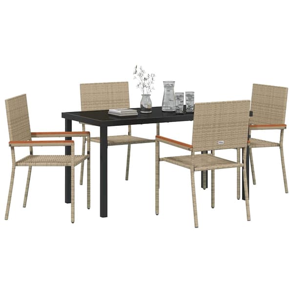 vidaXL Hage Spisegruppe med pute 5 pcs Beige polyrotting