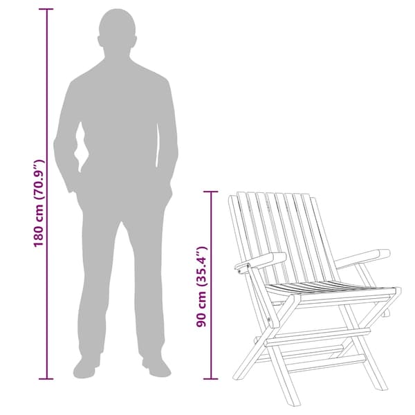 vidaXL Klappstoler 2 stk 61x67x90 cm heltre teak