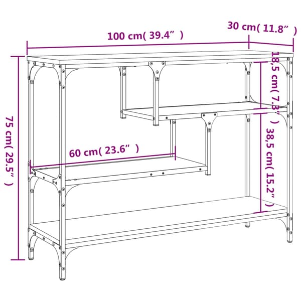 vidaXL Konsollbord grå sonoma 100x30x75 cm konstruert tre