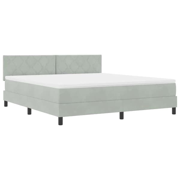 vidaXL Bäddfjäder med madrass Ljusgrå 180 x 200 cm Sammet