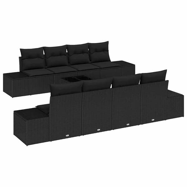 vidaXL Trädgårdsoffset med kudde 7 pcs Svart konstrotting