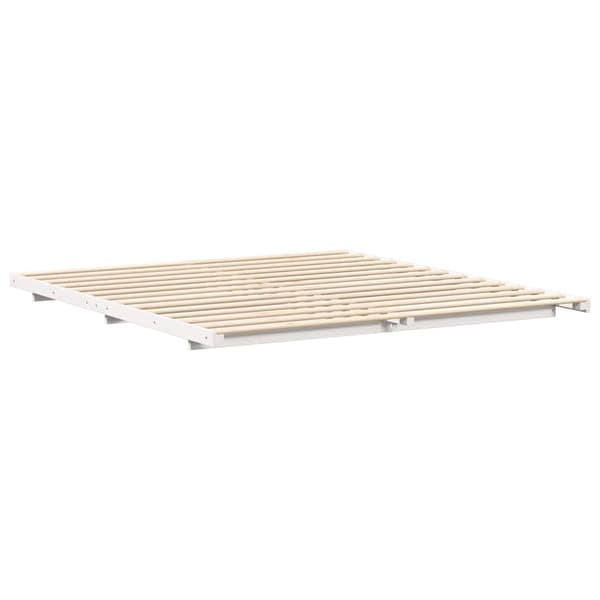 vidaXL Sängram Vit 200 x 210 cm Massiv furu