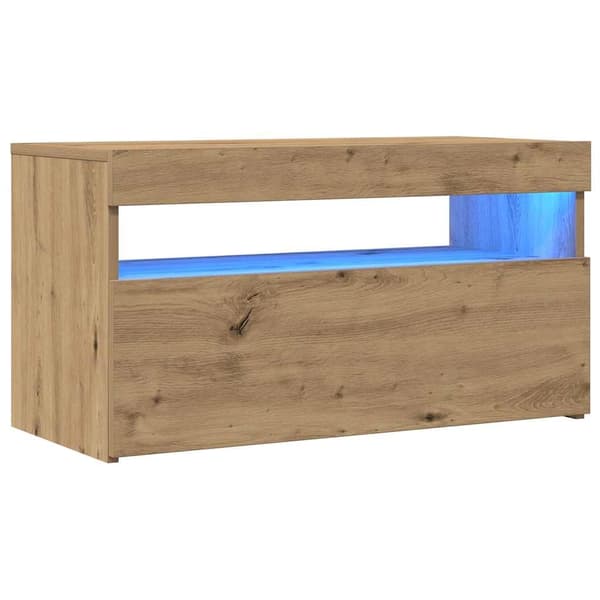 vidaXL TV-benk med LED-lys 2 stk artisan eik konstruert tre