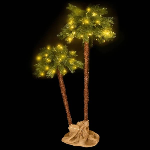 vidaXL Konstpalm dubbel med LEDs 90 cm&150 cm