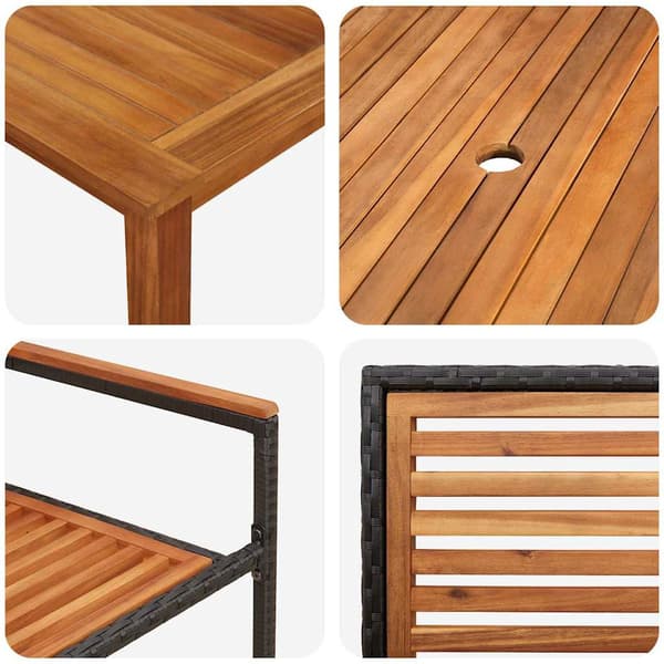 vidaXL Hage Spisegruppe 7 pcs Svart Solid akasietre