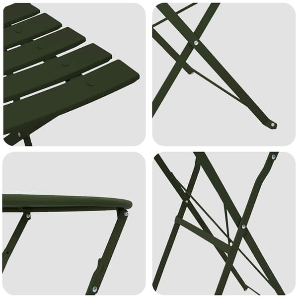 vidaXL Sammenleggbart Bistrosett 3 pcs Skog Stål